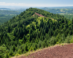 Puy de la Vache seen from the summit of Puy de Lassolas. Both volcanoes' summits can be reached on...