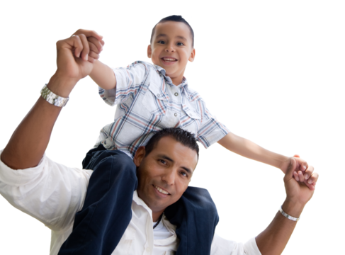 Transparent PNG of Hispanic Father and Son Having Piggy Back Fun. - Powered by Adobe