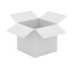 Blank open white box, PNG clipart cut out on transparent background