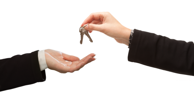 Transparent PNG of Woman Handing Over Set of Keys to Another Woman.