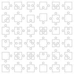 Transparent PNG jigsaw puzzle pieces collection of various shapes fitting each other
