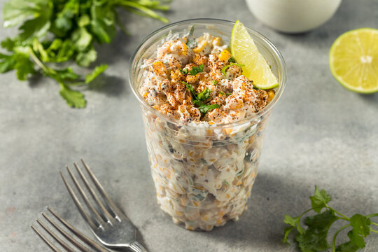 Homemade Corn Elote Esquites in a Cup