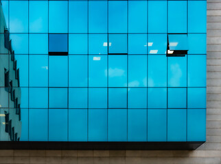 blue glass wall