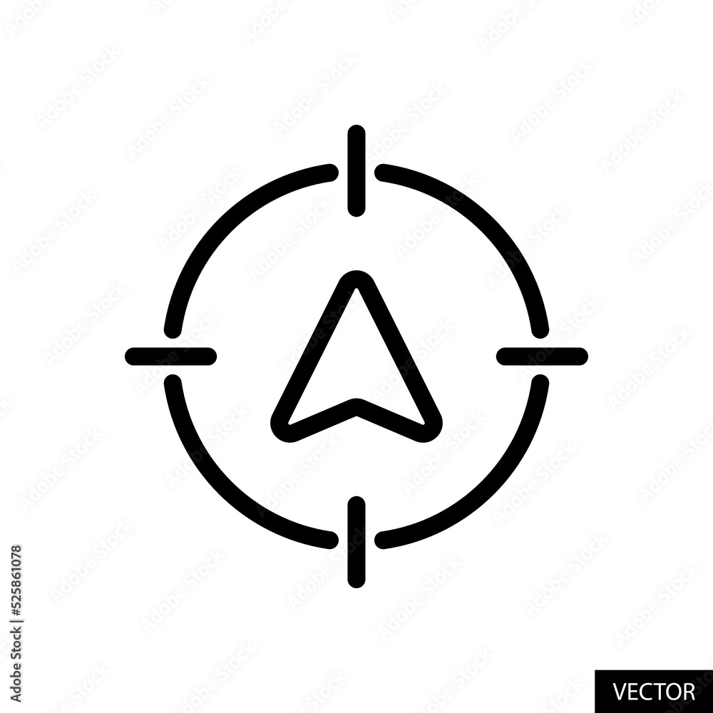 Poster track live location, target current location vector icon in line style design for website design, ap