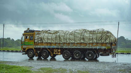 Heavy loaded truck on the Indian highway