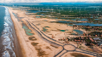 Paisagem Litoral Praia Pedra do Sal Parnaíba Piauí Delta Areia Mar Oceano Céu Nuvens Farol Ondas Energia Eólica Viagem Turismo Turístico Férias Nordeste Brasil Paradisíaco Tropical Pedras Costa  © Pedro