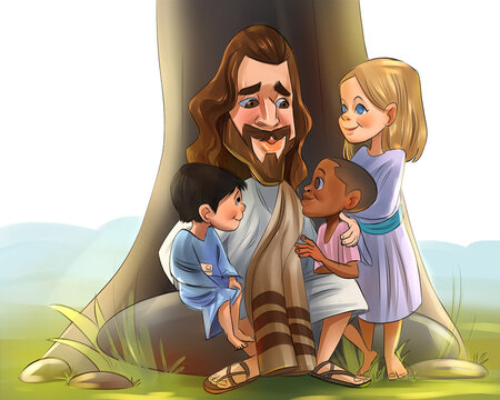Jesus and Children - Illustration by Chad Wallace