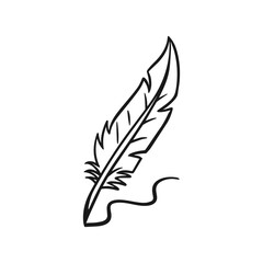 Writing Quill Feather Pen hand drawn outline doodle icon