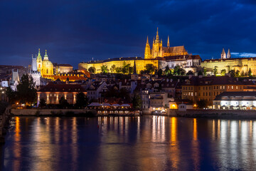 Fototapeta na wymiar Prague Castle night view in Prague City