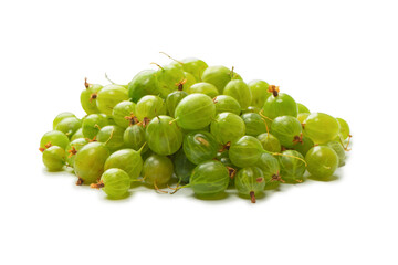 A group of gooseberries isolated on a white background.