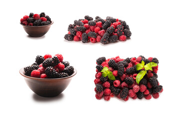 Raspberry, blackberry and mint leaf