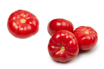 Red fresh tomato isolated on white background.