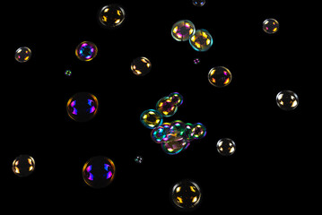 Soap bubbles isolated on a black background