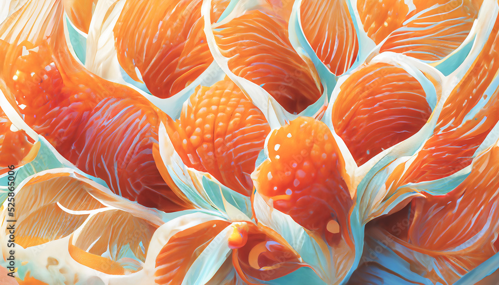 Poster 3d render abstract goldfish texture background