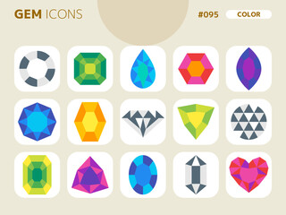 宝石に関連するカラースタイルのアイコンセット_095