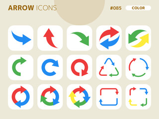 矢印に関連するカラースタイルのアイコンセット_085