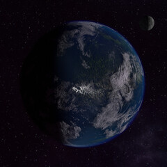 3D illustration of an exoplanet.
