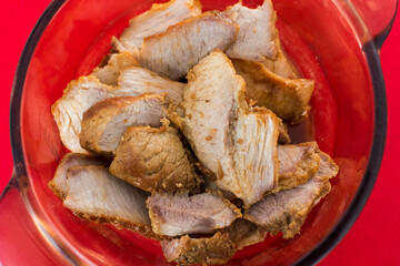 Chicharrón pork meat Sandwich fast food Peruvian snack food restaurant mise en place