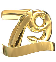 Happy Anniversary number gold 3d render