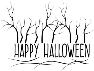 Happy Halloween concept. Trees and inscription.