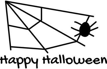 Happy Halloween concept. Lettering with cobweb and spider.