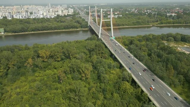 Siekierkowski bridge and its vicinity, Warsaw, Poland