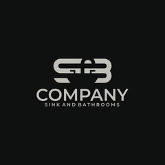 SB letter logo vector with sink as negative space, suitable for construction, interior, plumbing, industrial sink, and many more.