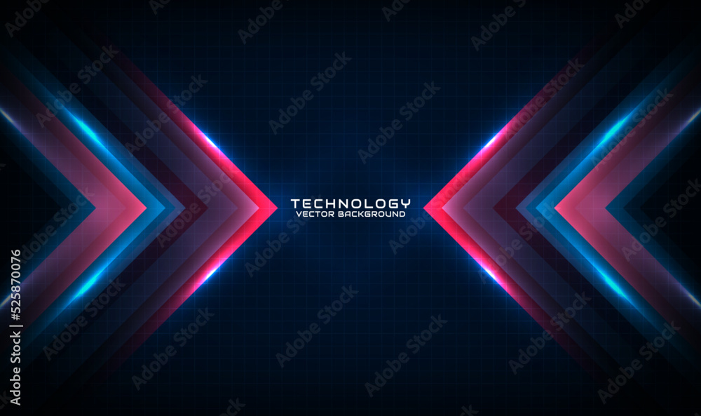 Aufkleber 3d blue red techno abstract background overlap layer on dark space with motion blur tech style effec