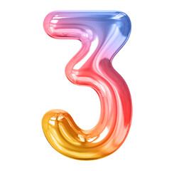 Naklejka premium Gradient number 3 3d