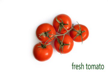 Branch of red tomatoes on a white background