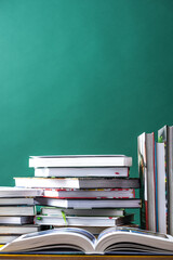 Learning and studying, pile of books , conceptual background