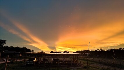 sunset over the river