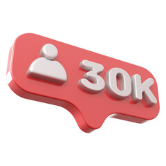 icon 3d 30k followers number silver