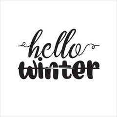 Hello winter handwritten calligraphy inscription with snowflakes. design element for invitation, greeting card, prints and posters. hand drawn winter inspiration phrase. hello winter.