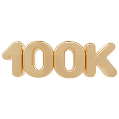 100k followers number 3d gold