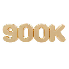 900k followers number 3d gold
