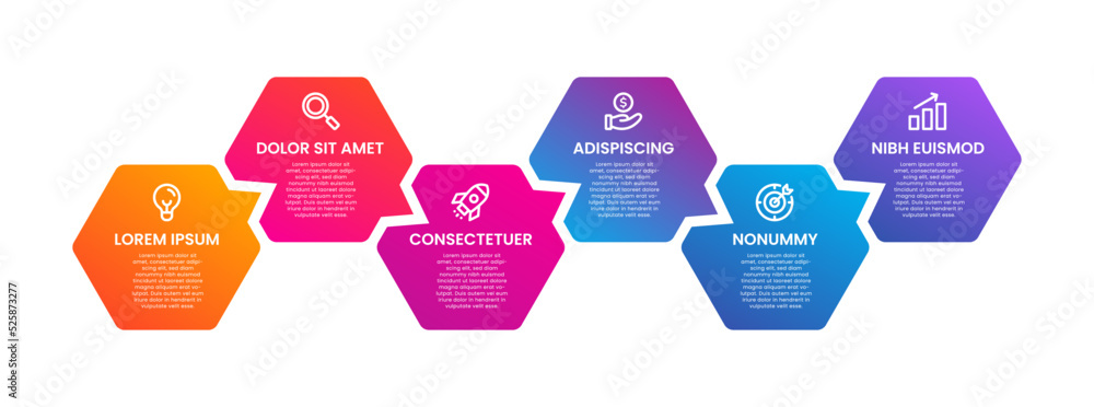Canvas Prints infographics design with hexagon shape. for presentation business concept. 6 options, steps or proce