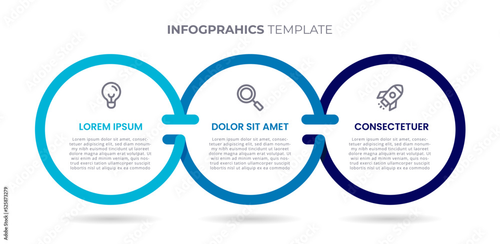 Wall mural infographics design with circle shape. for presentation business concept. 3 options, timeline steps 