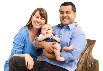 Transparent PNG Mixed Race Hispanic and Caucasian Young Family.