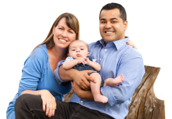 Transparent PNG Mixed Race Hispanic and Caucasian Young Family.