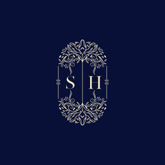 SH organic wedding initial logo design which is good for branding