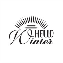 Hello winter handwritten calligrapscription with snowflakes. design element for invitation, greeting card, prints and posters. hand drawn winter inspiration phrase.hello winter.

