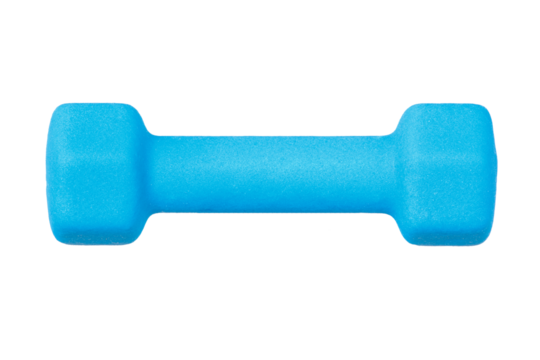 Blue fitness barbell isolated on white.