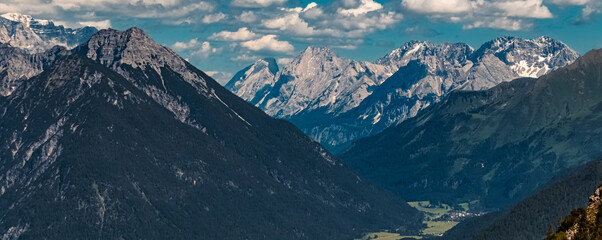 Beautiful alpine summer view at the famous Hahnenkamm summit, Reutte, Tyrol, Austria