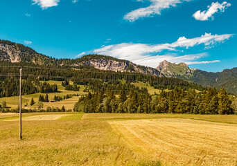Beautiful alpine summer view at the famous Tannheimer Tal valley, Graen, Tyrol, Austria