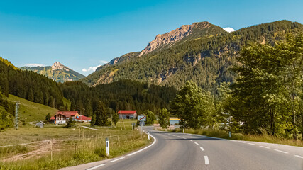 Fototapeta premium Beautiful alpine summer view at the famous Tannheimer Tal valley, Graen, Tyrol, Austria