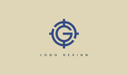 Initial Letter G Rounded Compass, Target Shooting Logo Design. Flat Vector Logo Design Template Element.