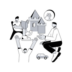 Drop-in childcare abstract concept vector illustration. Short-term childcare, babysitter service, drop-in daycare center, hourly drop-off nursery school, part-time kindergarten abstract metaphor.