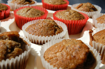 close up banana muffins