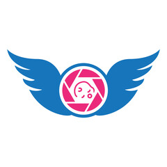 Minimalist Logo Design With Wings On The Side And A Sleeping Baby In The Middle